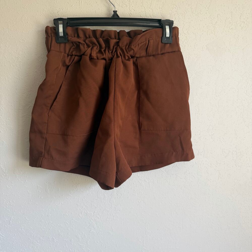 Dizzy Lizzy Brown High Rise Pull On Elastic Waist Short Womens M Classic